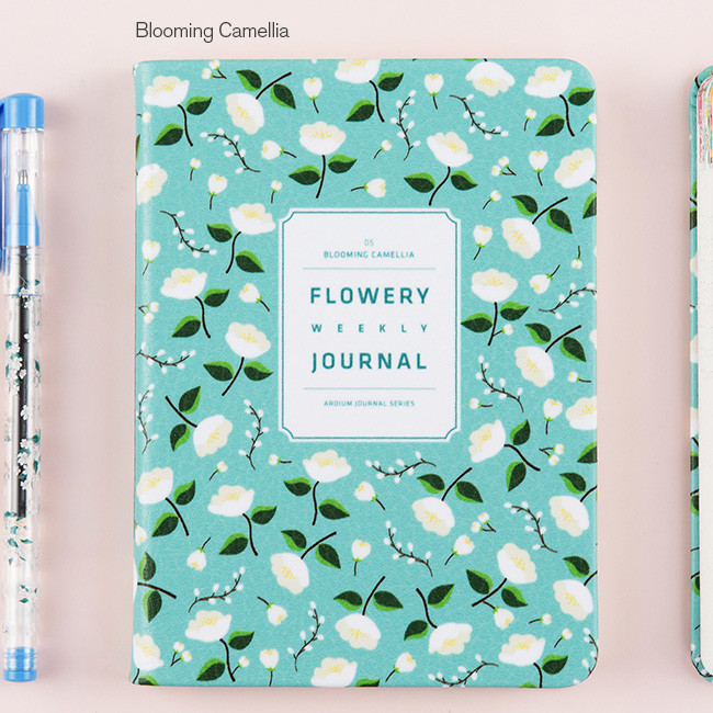 Blooming camellia - Premium flower pattern weekly undated journal
