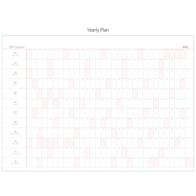 Yearly plan - 2017 Livework Piyo dated monthly desk scheduler 