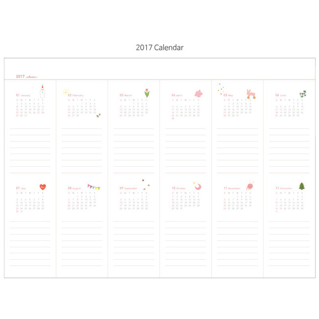 2017 Calendar - 2017 Livework Piyo dated monthly desk scheduler 
