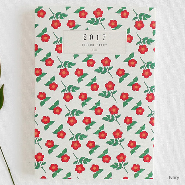 Ivory - 2017 Licoco flower pattern small dated diary
