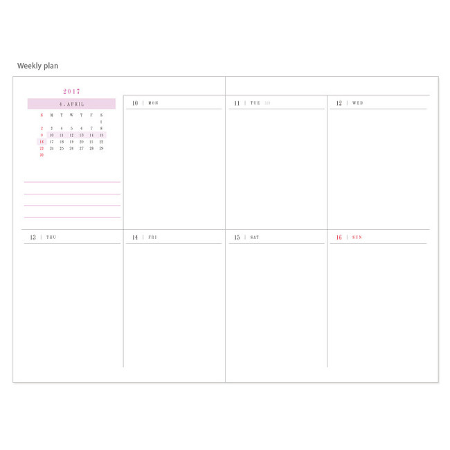 Weekly plan - 2017 Licoco flower pattern dated diary