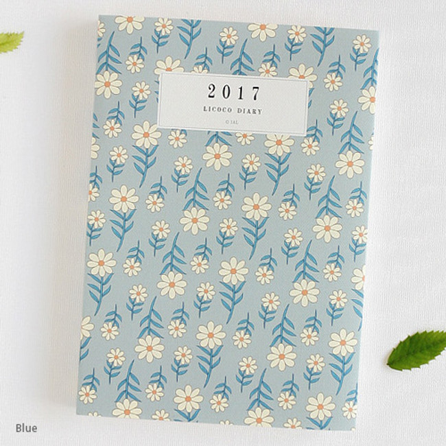 Blue - 2017 Licoco flower pattern dated diary