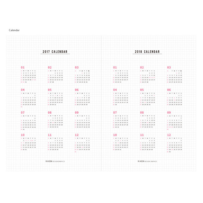 Calendar - 2017 Rihoon I like weekly dated diary scheduler