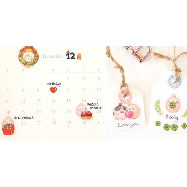 BOOKCODI Molang cute deco transparent sticker set ver.4 