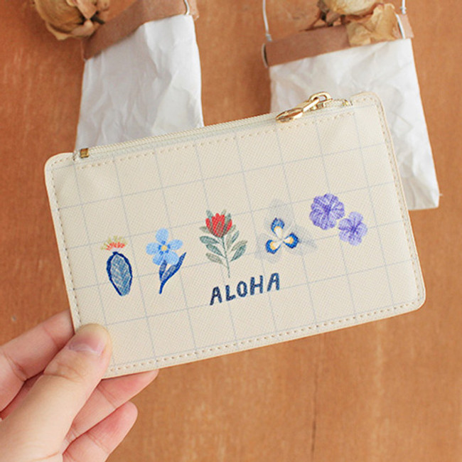 Aloha - Rim zipper flat card case holder