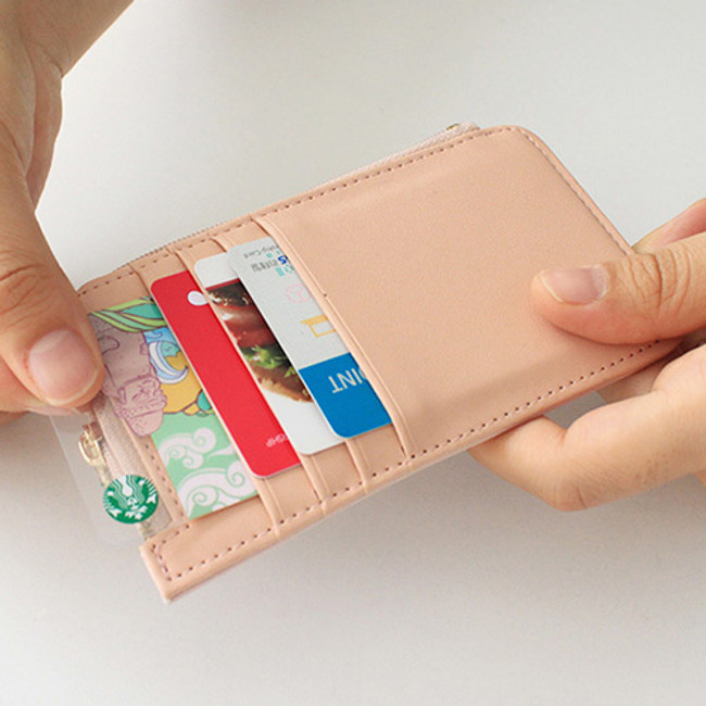 Card slots - Rim pattern coner zipper card case 