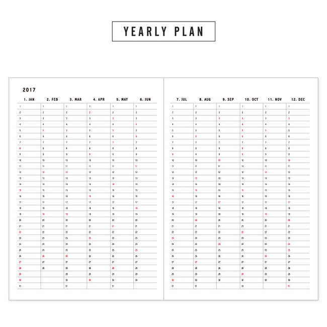 Yearly plan - 2017 3AL Monotile dated diary scheduler
