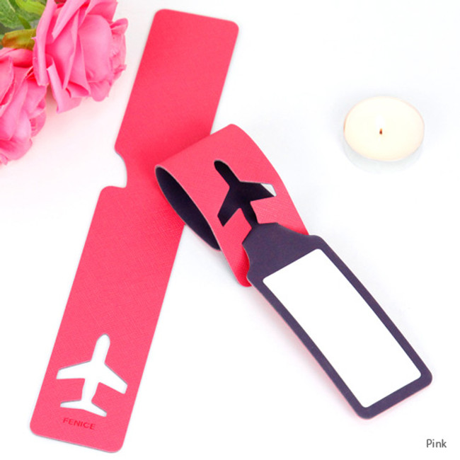 Pink - Fenice Simple airplan travel luggage name tag 