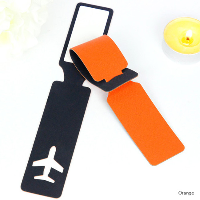 Orange - Fenice Simple airplan travel luggage name tag 