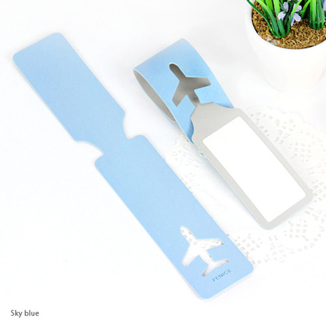 Sky blue - Fenice Simple airplan travel luggage name tag 