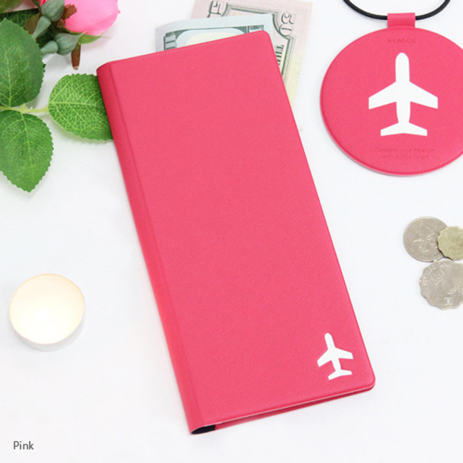 Pink - Fenice Simple RFID blocking large passport cover 