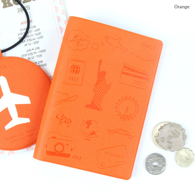 Orange - Fenice Travel icon patten passport case