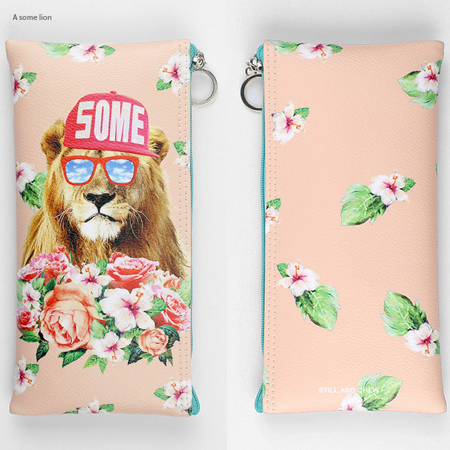 A some lion - Still and Chew Fashionable animal flat zipper pouch 