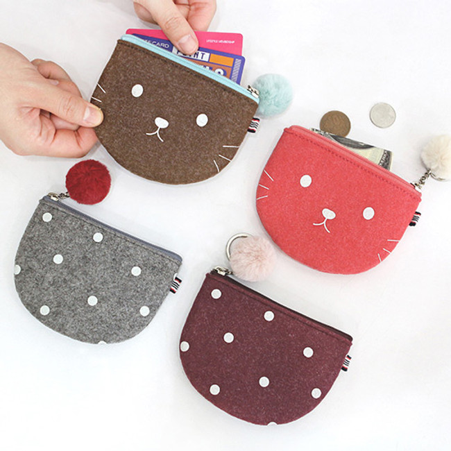 Indigo The Basic portable felt coin zipper pouch case ver.5