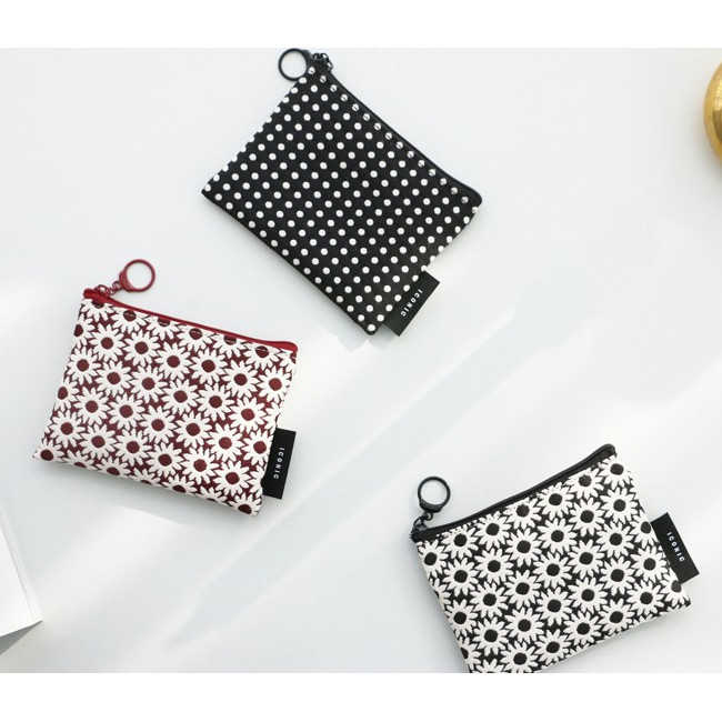 Plain pattern small flat zipper pouch