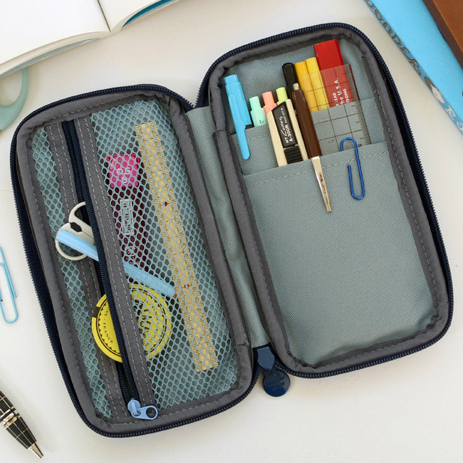 Indigo Monster multi zip around pencil case