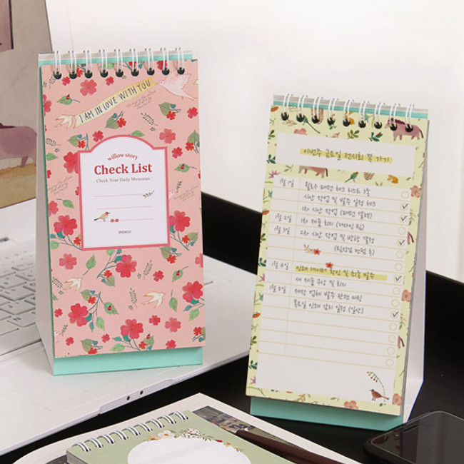 Pink - Indigo Willow story checklist desk notepad