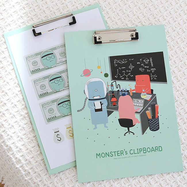 Mint - Indigo Monster's keep your paper with clipboard 