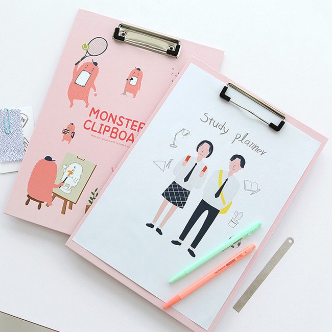 Pink - Indigo Monster's keep your paper with clipboard 