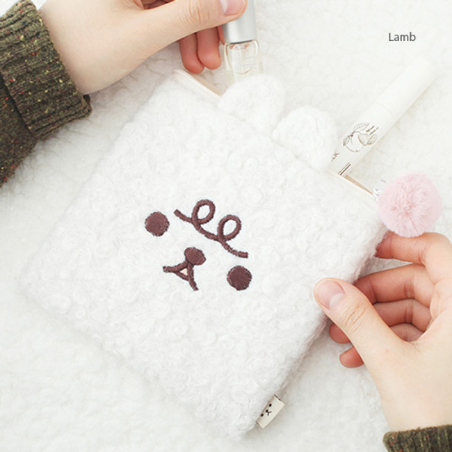 Lamb - Popuree poodle small zipper pouch 