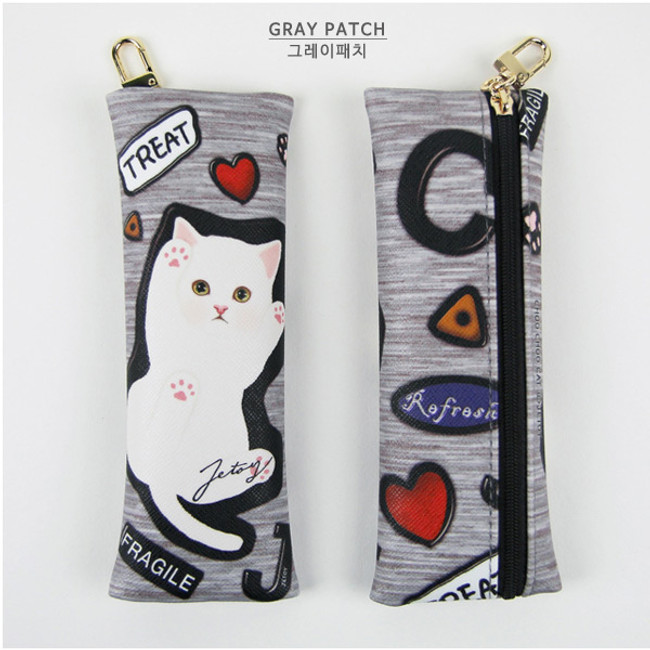 Gray patch - Choo Choo cat slim pencil case