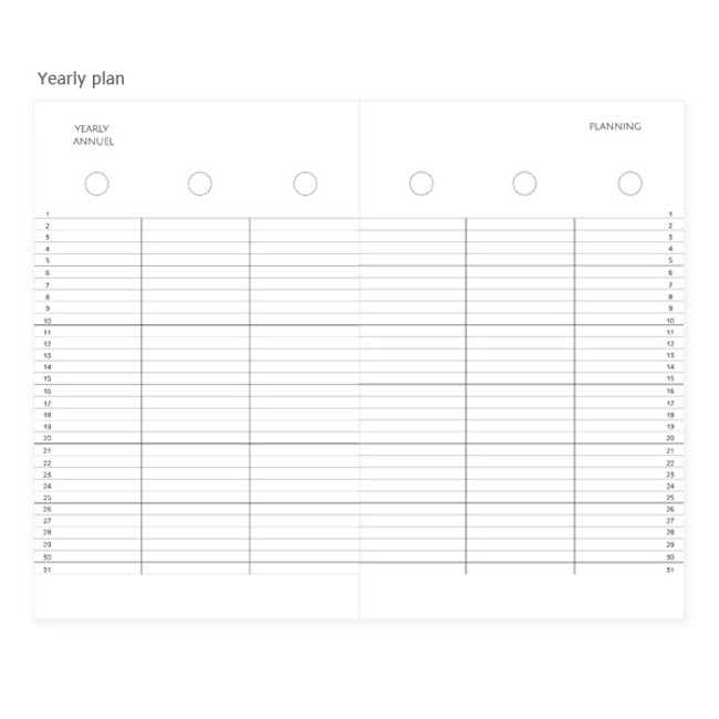 Yearly plan - Mon petit agenda weekly undated diary scheduler