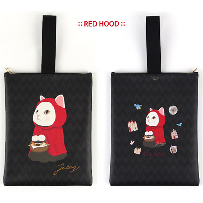 Red hood - Choo Choo cat cori zipper tote bag