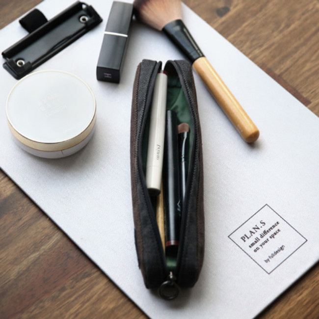 Dark brown - Draw up a plan single zipper pencil caseee
