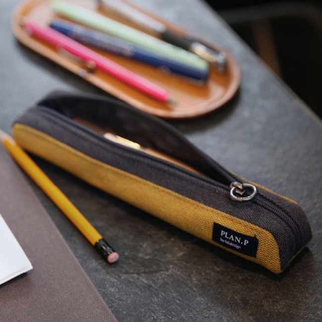 Golden yellow - Draw up a plan single zipper pencil case