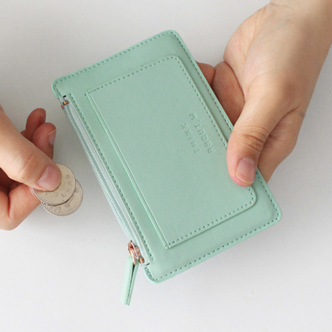 Mint - With Alice Think about w zip up flat card case 