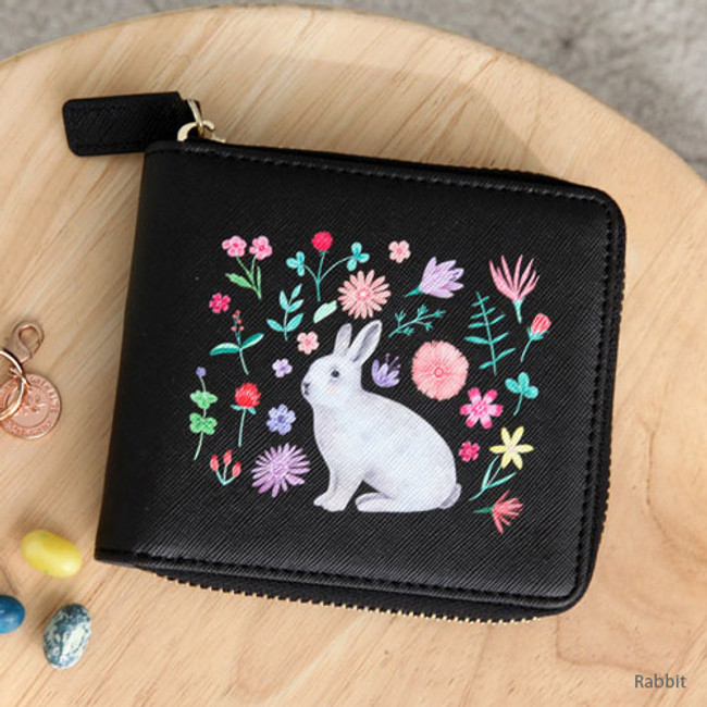 Rabbit - With Alice Rim pattern zip around wallet