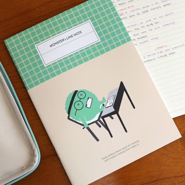 Mint - Indigo Monster illustration lined notebook