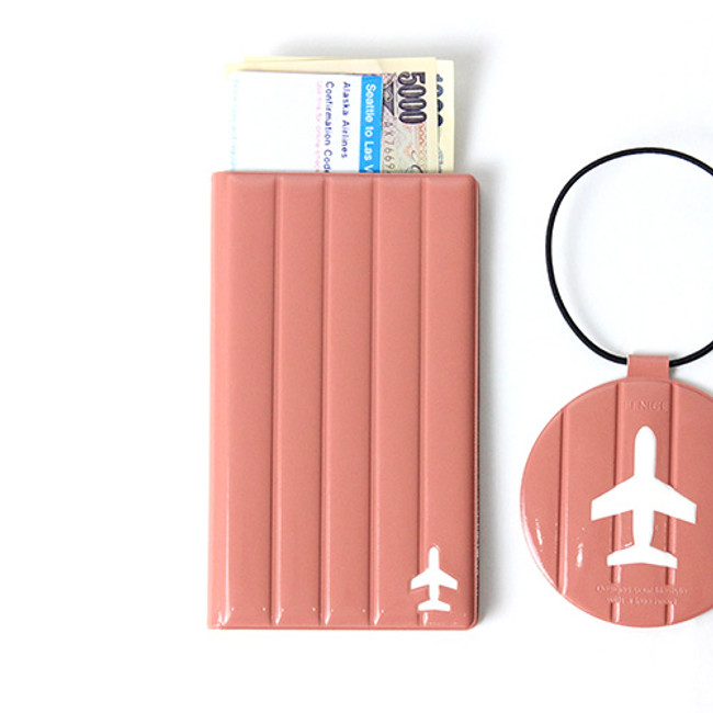 Rose pink - Fenice Airplane enamel RFID blocking medium passport cover 