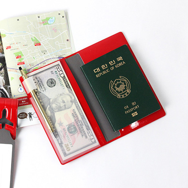 Red - Fenice Airplane enamel RFID blocking medium passport cover 