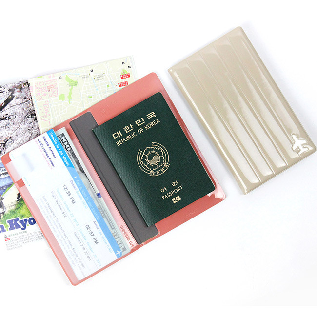 Rose pink - Fenice Airplane enamel RFID blocking medium passport cover 