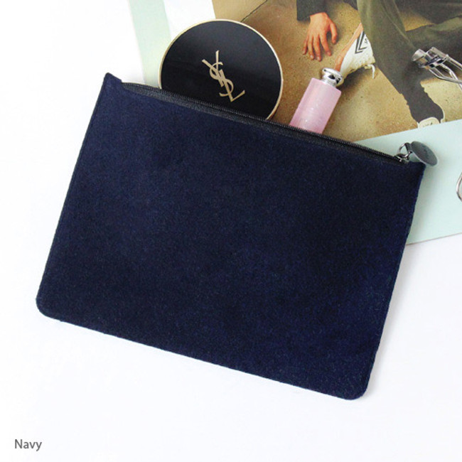 Navy - Fenice Seamless wool zipper multi pouch