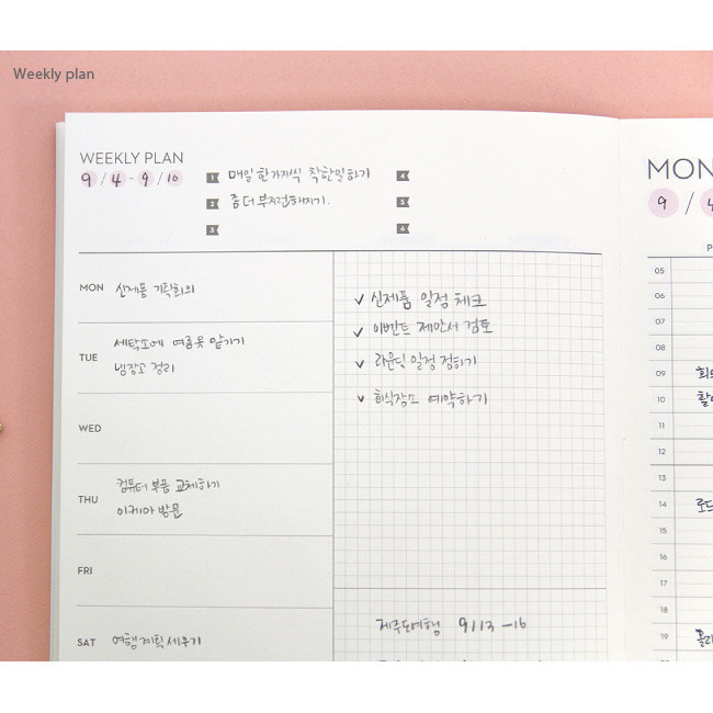Weekly plan - one month B5 undated daily planner