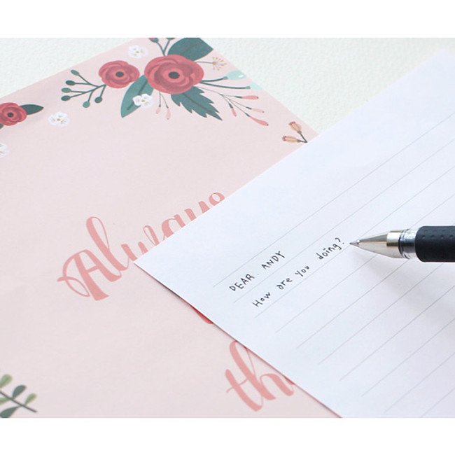 Pink bloom - Pattern illustration letter paper and envelope set 