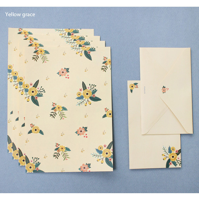 Yellow grace - Pattern illustration letter paper and envelope set 