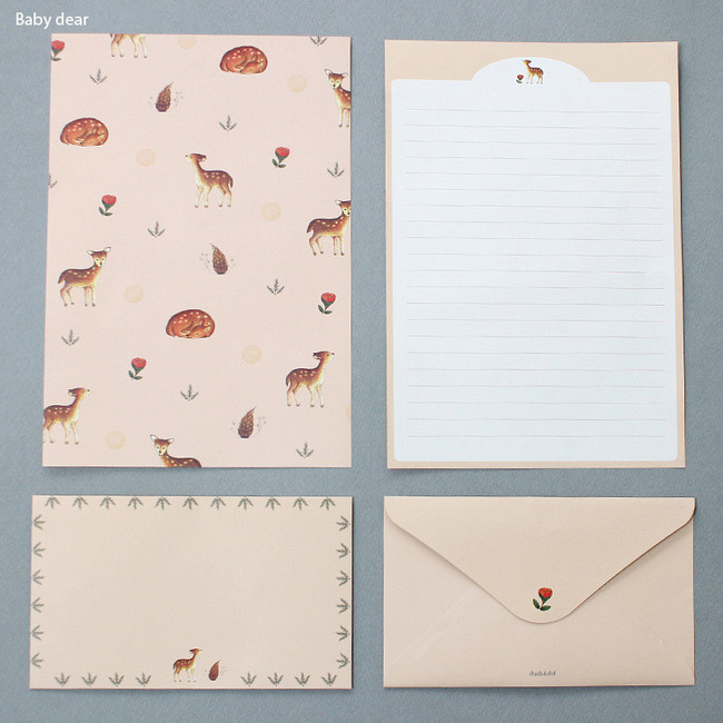 Baby dear - Pattern illustration letter paper and envelope set 
