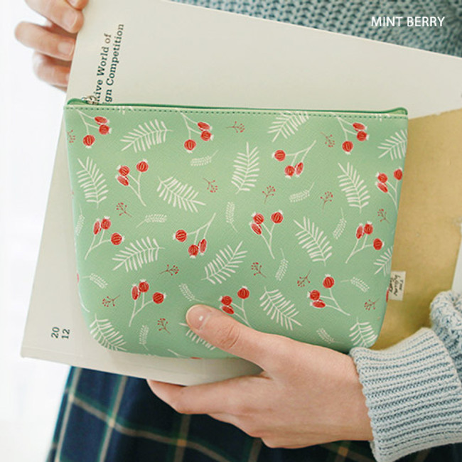 Mint berry - Willow illustration pattern pouch
