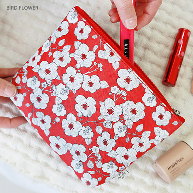 Red flower - Willow illustration pattern pouch