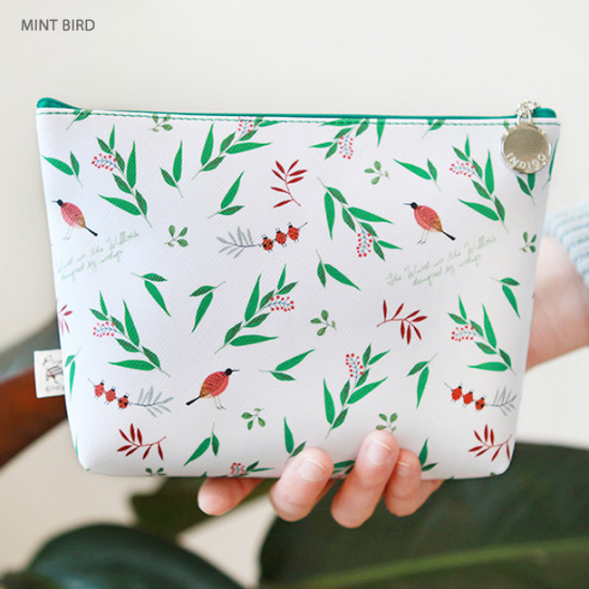 White bird - Willow illustration pattern pouch