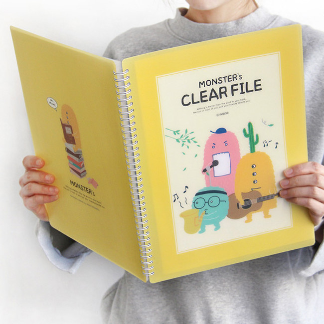 Yellow - Monster A4 size clear pocket file holder