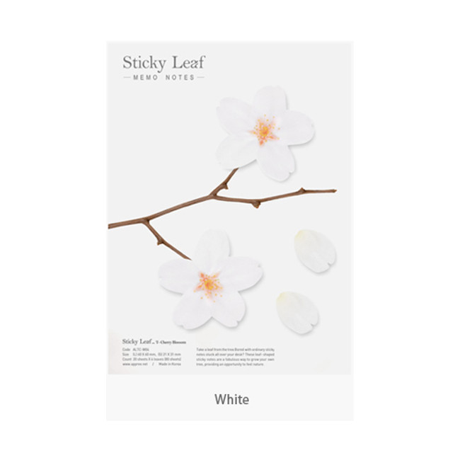White - Cherry blossom transparent sticky memo notes Large