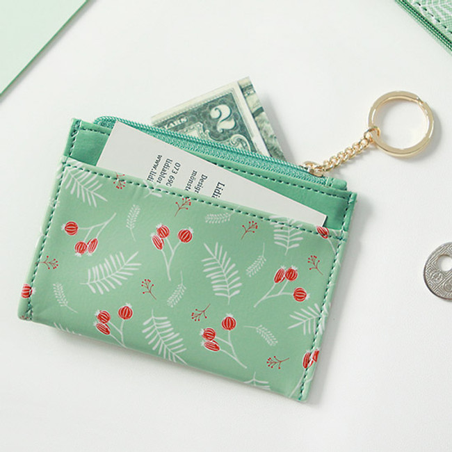 Mint berry - Willow story pattern card case with keyring 