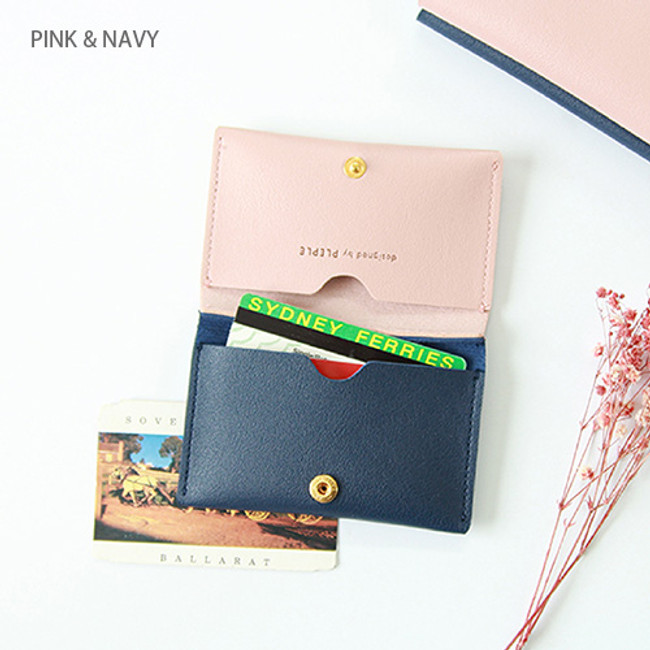 Pink & navy - Multi purpose twin pocket card case