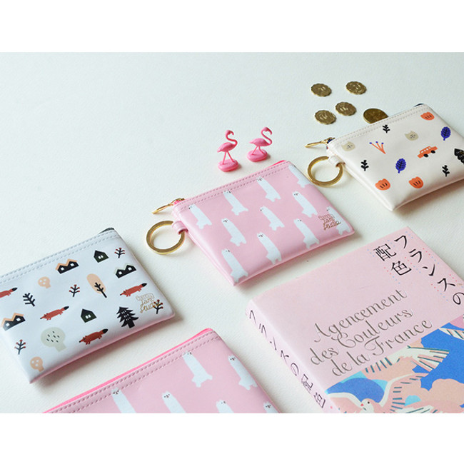 In the zoo coin card zipper wallet with key ring