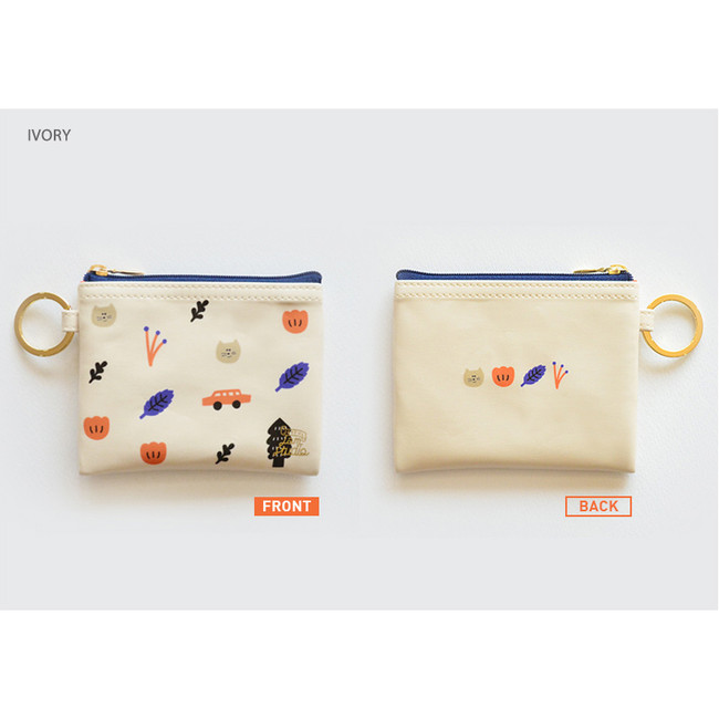 Ivory - In the zoo coin card zipper wallet with key ring