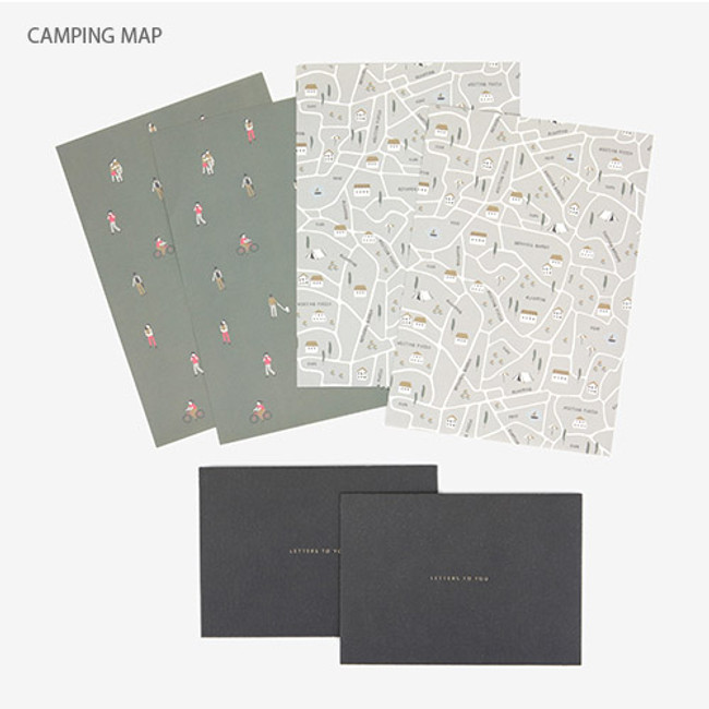 Camping map - Present your heart daily letter paper and envelope set 